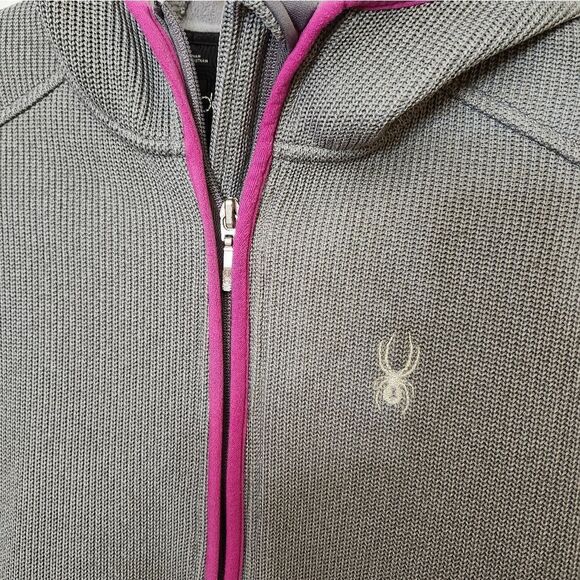 Spyder women's full-zip hooded sweater fleece-lined jacket Size LG - Picture 4 of 12